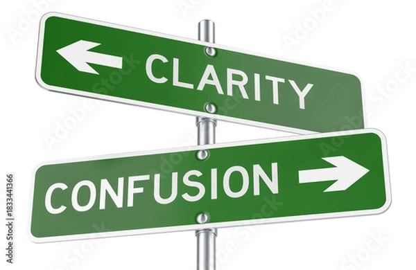 Fototapeta Clarity and Confusion green direction arrows, street signs. 3D rendering