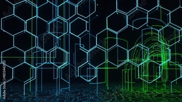 Obraz Quantum contour system intelligence wallpaper lines backdrop architecture hexagonal grid