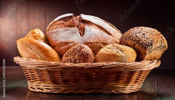 Fototapeta basket of assorted breads