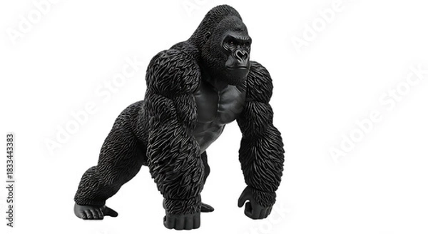Fototapeta Powerful silverback gorilla standing tall in dramatic black and white