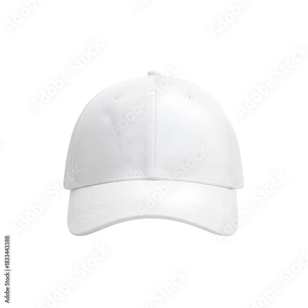 Obraz Plain white baseball cap with curved brim for mockup isolated on transparent background