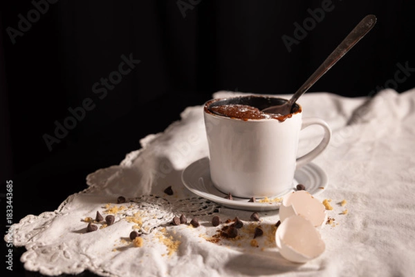 Obraz Gâteau rapide dans une tasse, dégât, intérieur, horizontal