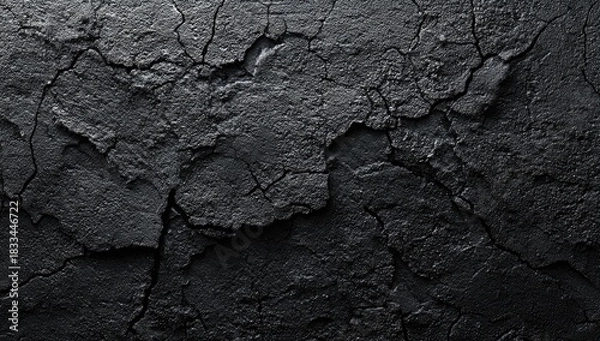 Obraz Cracked dark surface with texture and deep crevices