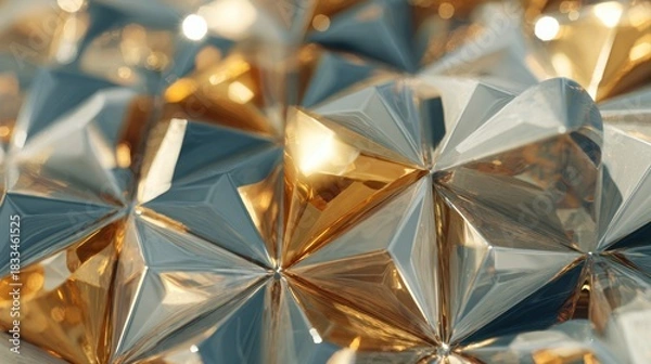 Obraz "Futuristic Geometry: 3D Chrome Pattern"