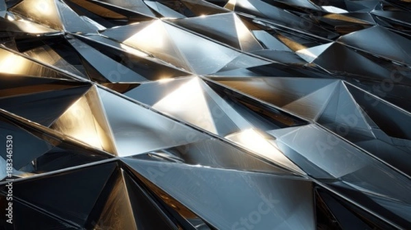 Obraz "Futuristic Geometry: 3D Chrome Pattern"