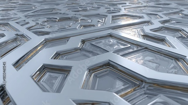 Obraz "Futuristic Geometry: 3D Chrome Pattern"
