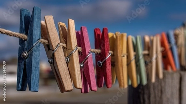 Obraz Clothes Pegs Ready for Laundry Day