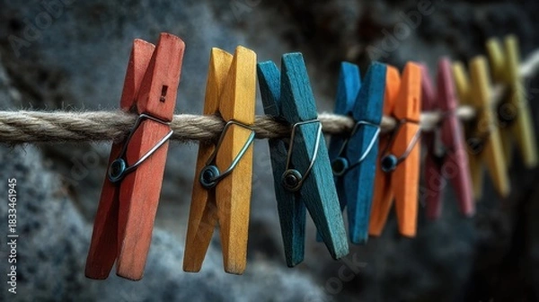 Obraz Clothes Pegs Ready for Laundry Day