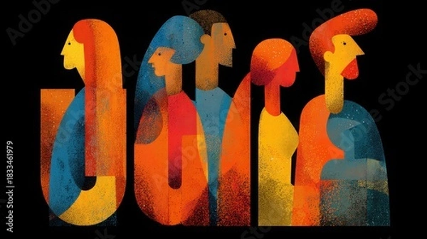 Obraz "Connected Network: Online Users Illustration"