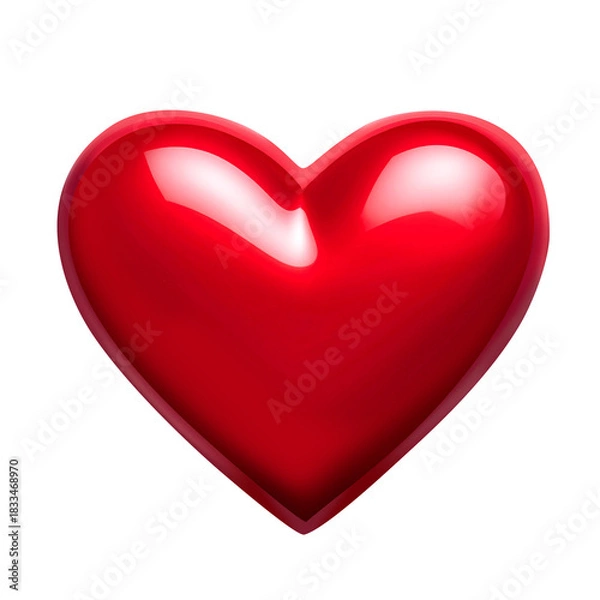 Fototapeta Red glossy heart symbol expressing love and romance
