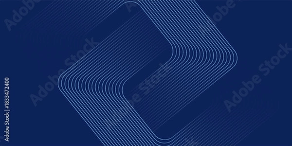 Fototapeta Abstract blue background with blue glowing diagonal geometric lines. Modern shiny blue rounded rectangle lines pattern. Minimalist graphic design. Futuristic technology concept.