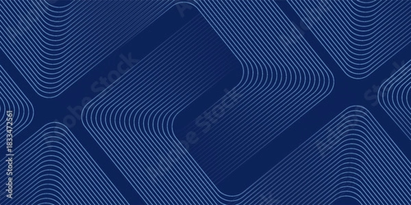 Fototapeta Abstract blue background with blue glowing diagonal geometric lines. Modern shiny blue rounded rectangle lines pattern. Minimalist graphic design. Futuristic technology concept.