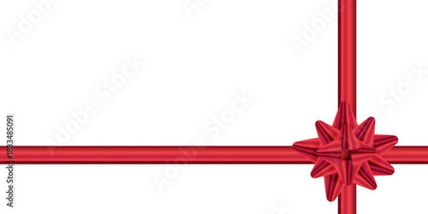 Fototapeta Red Ribbon and Bow on transparent Background – Gift Wrap Cross Layout for Holiday, Celebration or Packaging Design