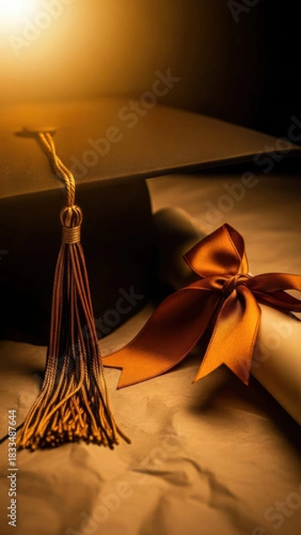 Fototapeta A close-up view of a graduation tassel highlights the significance of celebrating hard-earned academic milestones