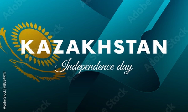 Obraz Banner or poster of Kazakhstan independence day celebration. Waving flag. Vector illustration.