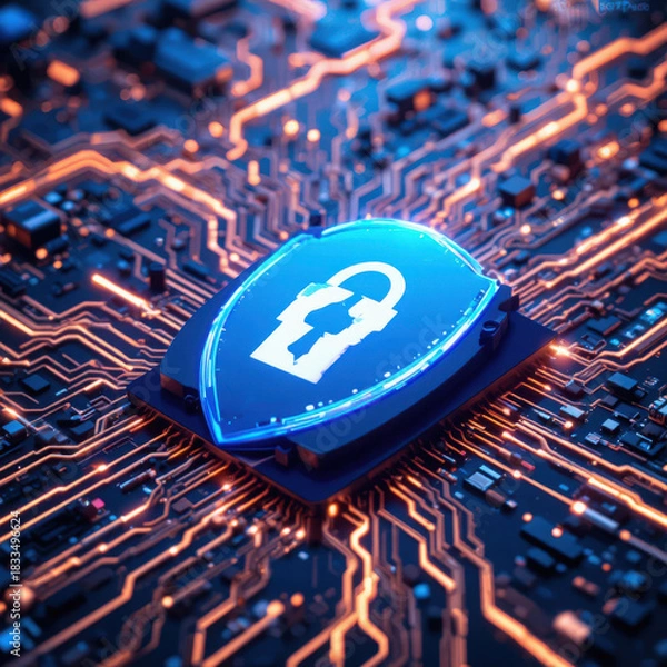 Obraz Cybersecurity shield protection digital data network security technology ai