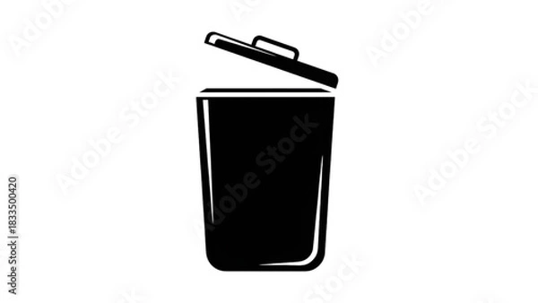 Fototapeta Black Trash Can Icon with Open Lid