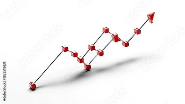 Fototapeta Business Growth Trajectory: A dynamic illustration showcases an upward trend, symbolized by a linear progression with connected blocks, suggesting progress and success.