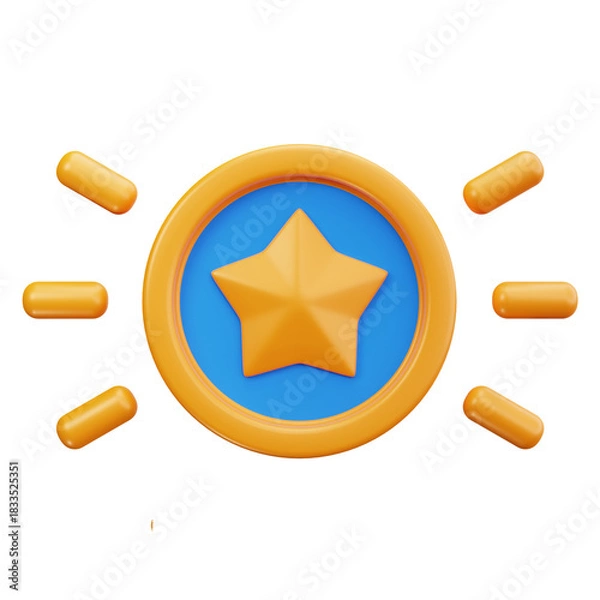 Fototapeta 3D Round Shining Star Emblem Icon