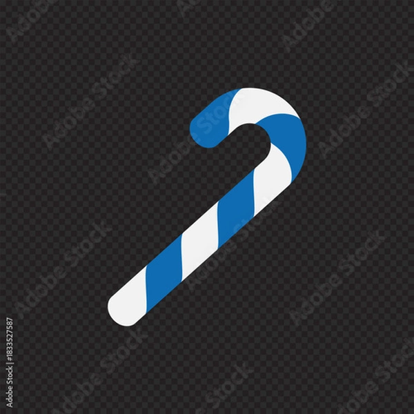 Fototapeta Candy cane with blue and white striped. Winter greeting card. Design element for greeting card. Vector illustration