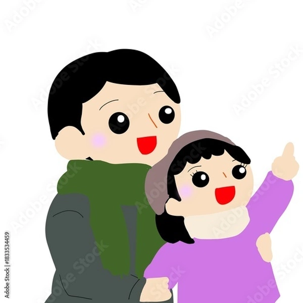 Obraz 空を指さす子供/親子