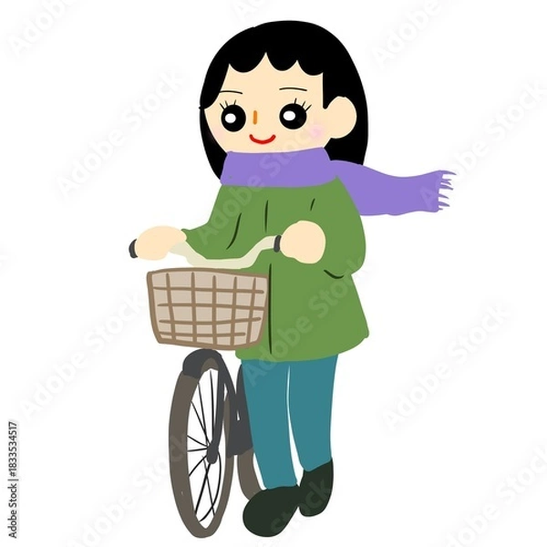 Obraz 自転車を押す女性