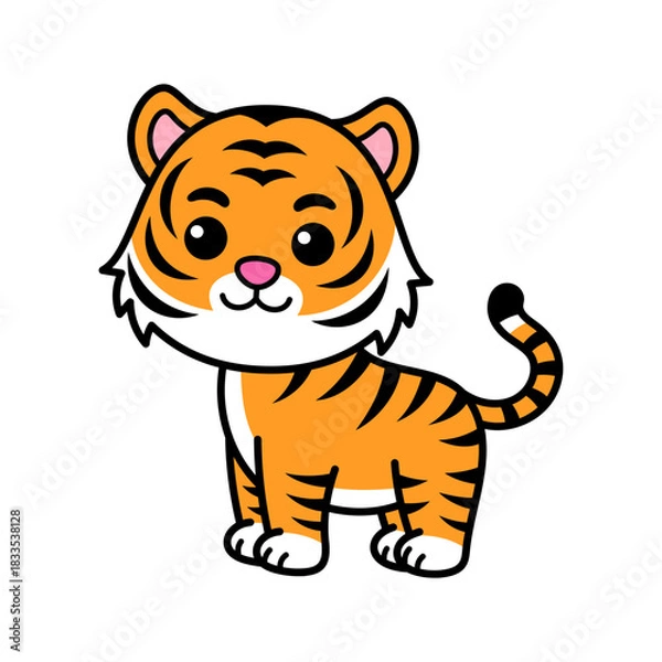 Fototapeta Cartoon Illustration of a Cute Bengal Tiger