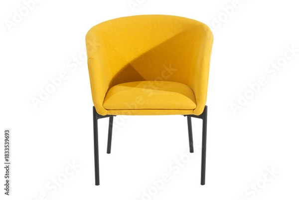 Obraz Chair front view for Home Office Use Contemporary Study yellow Chair with Breathable Perforated Design Adjustable Task Chair with Padded Seat and Arm Support white background