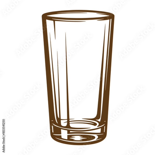 Fototapeta Empty cocktail glass sketch vintage style perfect for beverage branding or graphic design needs