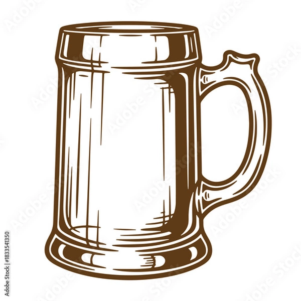 Fototapeta Hand drawn illustration of a classic beer stein in vintage sketch style perfect for designs