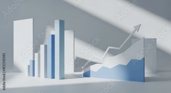 Fototapeta Abstract Data Graphs with Growing Bar Charts in a Modern Business Setting
