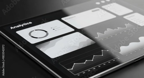 Fototapeta Modern Digital Analytics Dashboard on Tablet with Business Insights