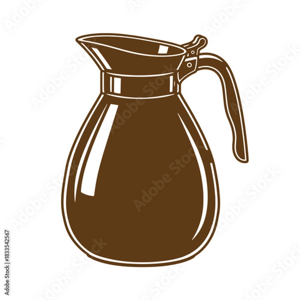 Fototapeta Simple brown sketch of a vintage coffee pot isolated on a clean white background