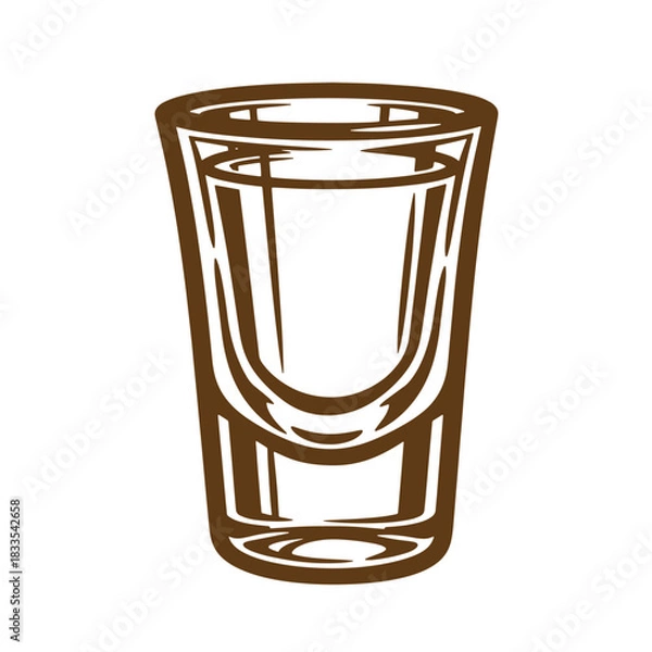 Fototapeta Simple outline of a shot glass filled with liquid illustrating a vintage sketch design