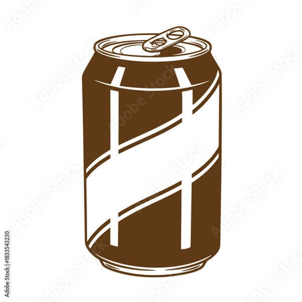 Fototapeta Vector illustration of a vintage sketch brown soda can with blank label design