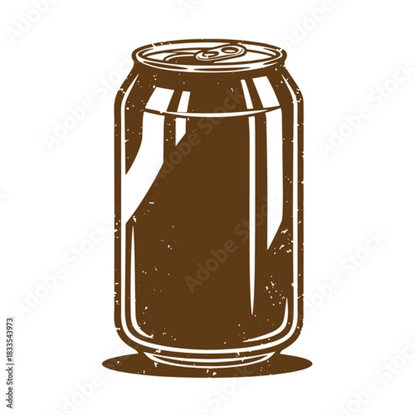 Fototapeta Vintage sketch illustration of brown aluminum soda or beer can isolated on white background