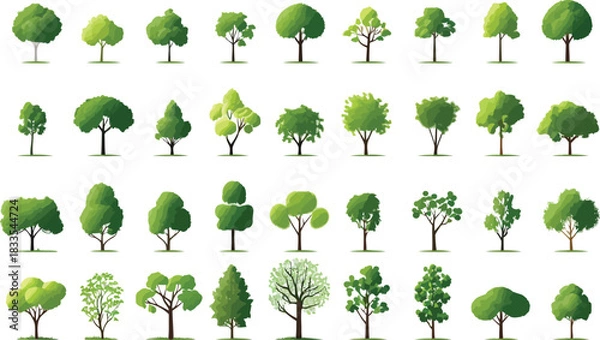 Obraz field trees setstic animati isolated
