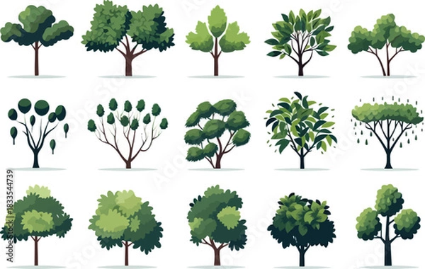 Obraz garden trees setstic animat isolated