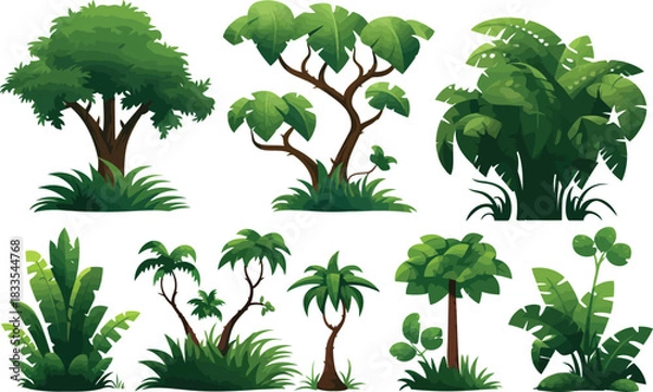 Obraz jungle trees setstic animat isolated