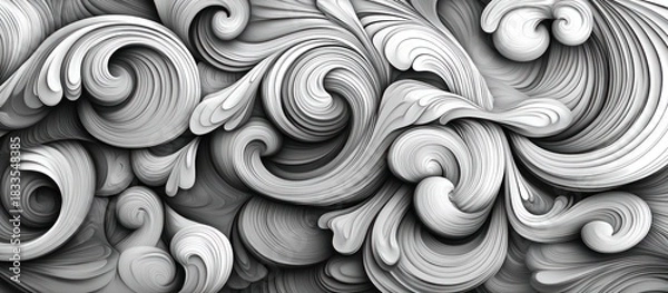 Obraz Abstract swirling grayscale waves, design background