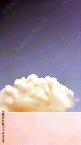 Fototapeta A fluffy cloud formation against a gradient sky with pink and purple hues. The image evokes a sense of peace and serenity.
