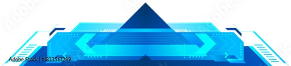 Fototapeta Abstract Digital Blue Cyber Futuristic Technology Banner on White Background