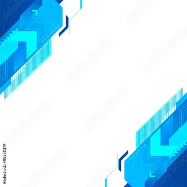 Obraz Abstract futuristic blue technology border on white background