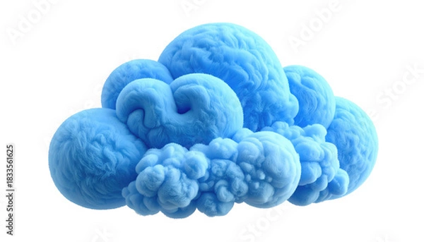 Fototapeta A rounded, cyan-blue cloud form. Its puffy texture and shape resemble a stylized, fluffy cumulus. On transparent background