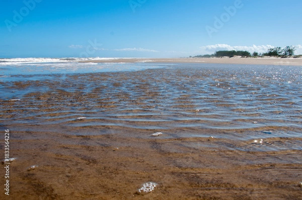 Obraz beautiful beach and blue sky at low tide with copy space