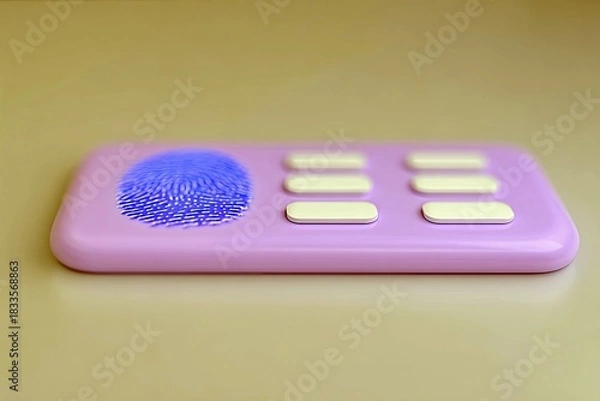 Fototapeta A close-up of a digital device with a fingerprint scanner, illustrating a futuristic concept of security and technology.