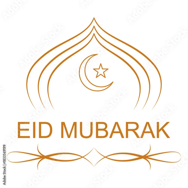 Obraz Eid Mubarak logo design featuring a crescent moon and star