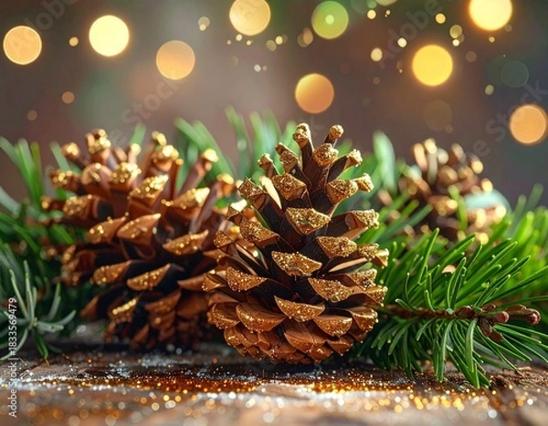 Obraz Glitter Pinecones Christmas Decoration