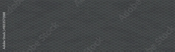 Obraz 黒色の和柄模様（青海波）のバナー背景ベクターイラスト