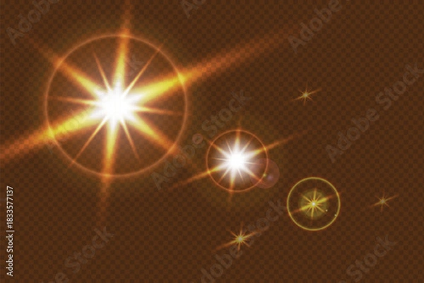 Fototapeta Radiant Optical Flares and Starburst Transparent Light Effects